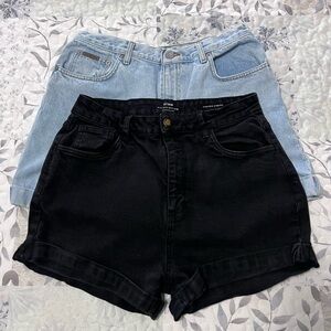 Women's Black and Denim Shorts